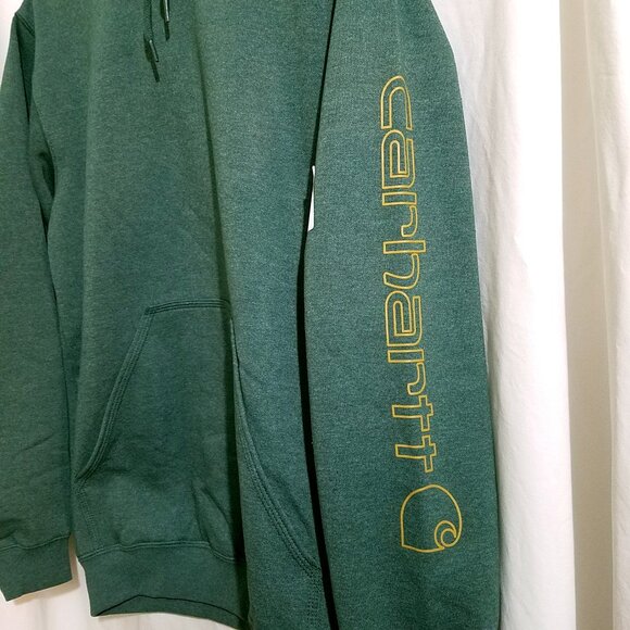 Carhartt Men’s Small Loose Fit Midweight Logo Sleeve Pullover Sweatshirt Green - Picture 4 of 15